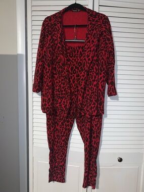 Boohoo Plus Size Women's Animal Print Jacket & Pants Suit